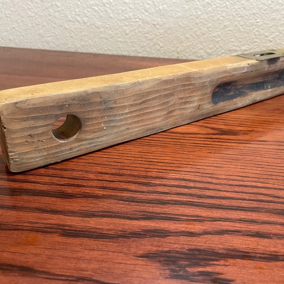 Antique Wood Level Rustic Farmhouse Tool Decor Vintage Carpentry Bubble Level - Picture 11 of 16